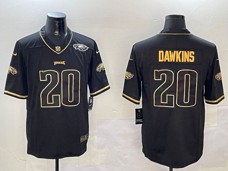 Men Philadelphia Eagles #20 Dawkins Black Gold Throwback 2024 Nike Limited NFL Jersey style 3->philadelphia eagles->NFL Jersey
